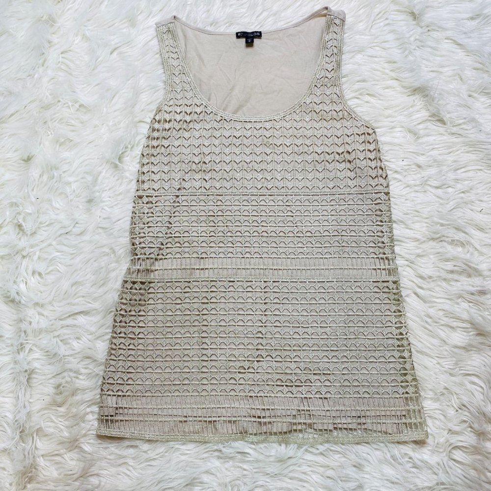 Express Womens Crochet Taupe Lined Sleeveless Top Bohemian Style Size Small